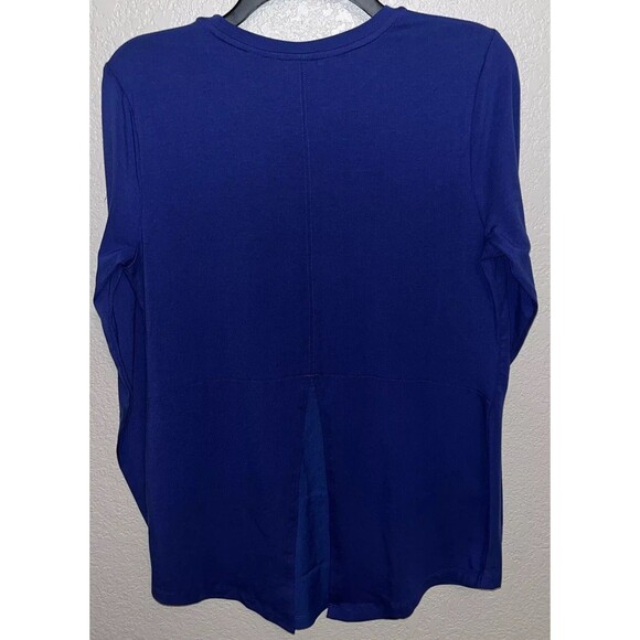 Isaac Mizrahi Live! Mixed Media Crew Neck Top w/ Back Detail Women Sz S Blue - Picture 7 of 8